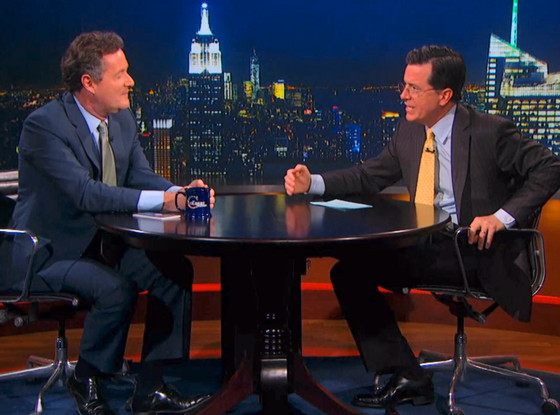 Piers Morgan, Stephen Colbert, The Colbert Report Piers Morgan, Stephen Colbert, The Colbert Report